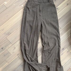 Anine Bing Taupe Checkered Trousers